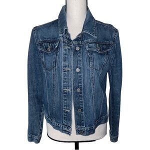 Gap Factory Store Dark Wash Denim Jean Jacket Button Up Long Sleeve 100% Cotton